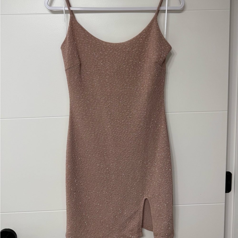 Windsor Pink Ribbed Slit Mini Dress